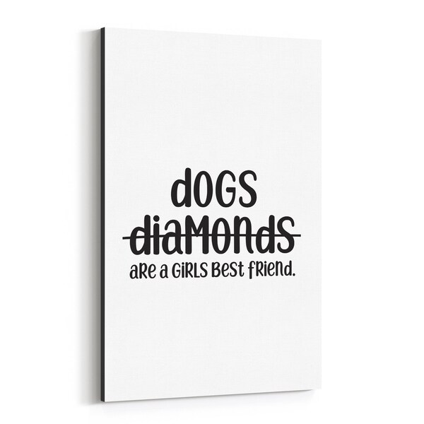 Noir Gallery Cute Dog Animal Illustration Canvas Wall Art Print