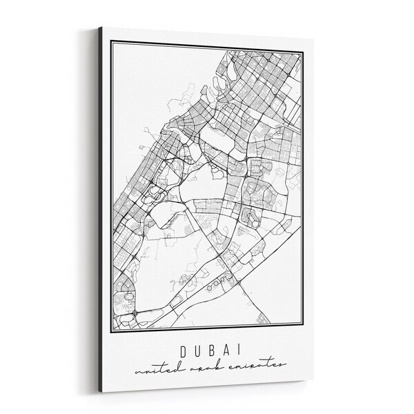 Noir Gallery Dubai United Arab Emirates City Map Canvas Wall Art Print