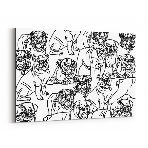 Noir Gallery Dog Bulldog Illustration Canvas Wall Art Print