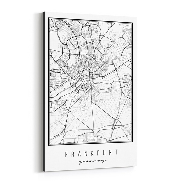 Noir Gallery Frankfurt Germany City Map Canvas Wall Art Print