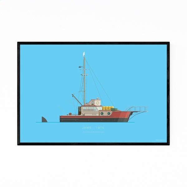 Noir Gallery Fishing Illustration Framed Art Print
