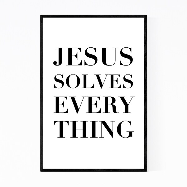 Noir Gallery Christianity Jesus Minimal Typography Framed Art Print