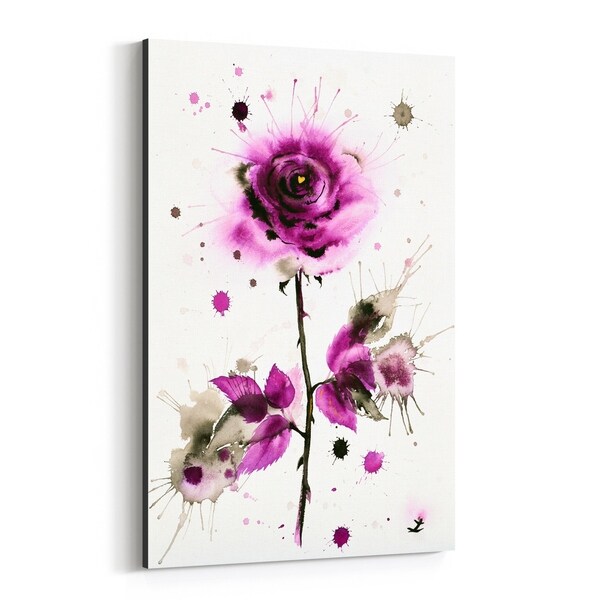 Noir Gallery Floral Botanical Heart Rose Painting Canvas Wall Art Print
