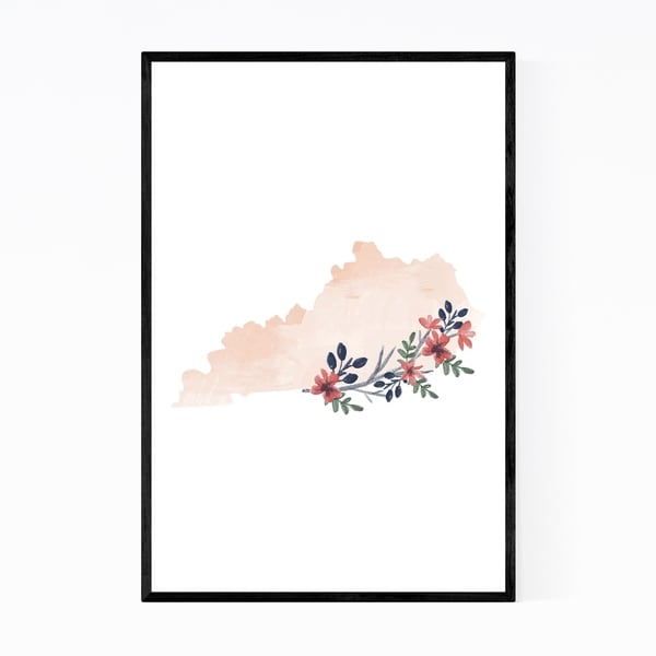 Noir Gallery Kentucky Floral State Map Framed Art Print