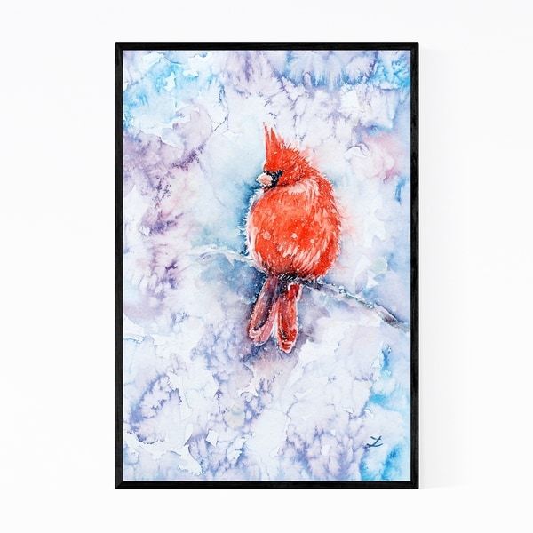 Noir Gallery Birds Cardinal Winter Painting Framed Art Print