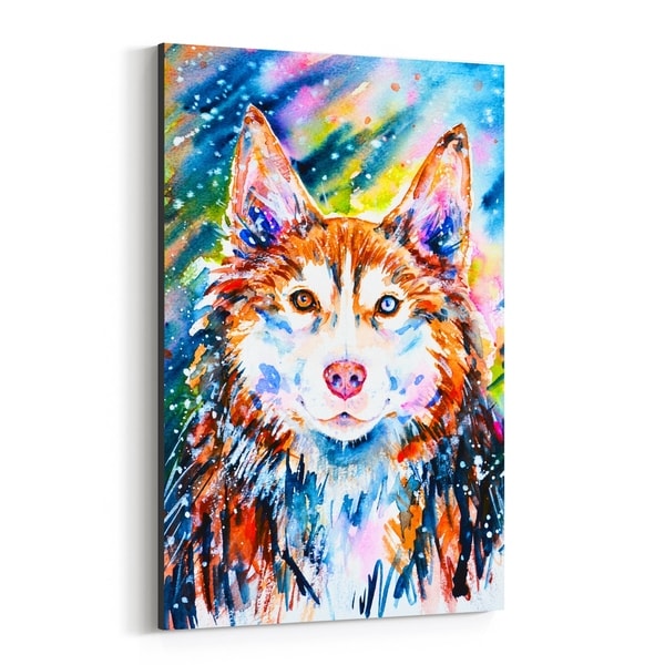 Noir Gallery Animal Dog Husky Painting Canvas Wall Art Print