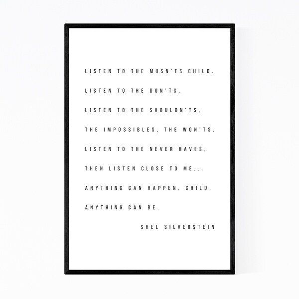 Noir Gallery Shel Silverstein Quote Typography Framed Art Print