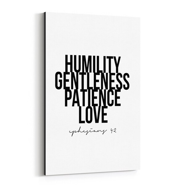 Noir Gallery Ephesians 4:2 Bible Typography Canvas Wall Art Print