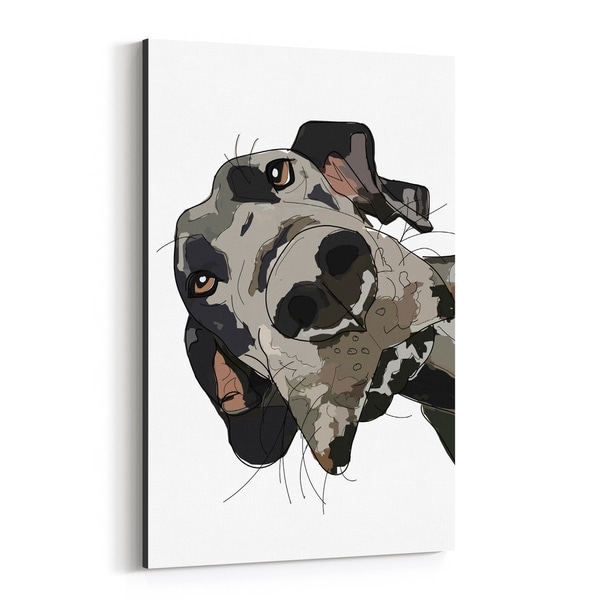 Noir Gallery Dog Great Dane Illustration Canvas Wall Art Print