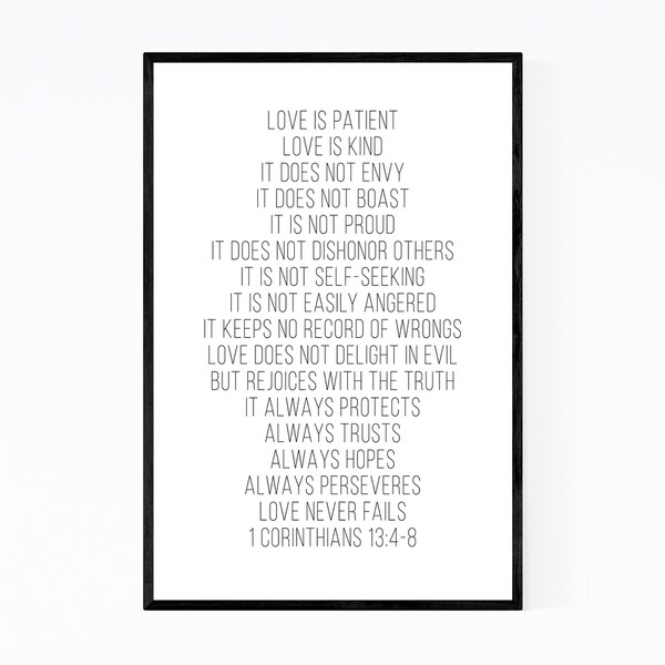 Noir Gallery 1 Corinthians 13 Bible Typography Framed Art Print
