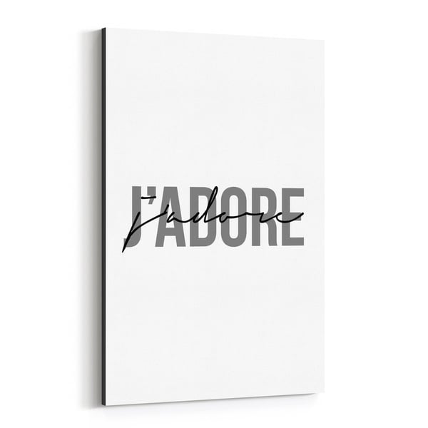 Noir Gallery J'Adore Minimal Typography Canvas Wall Art Print