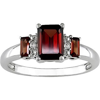 Miadora 10k White Gold Garnet Diamond Accent Ring Miadora Gemstone Rings