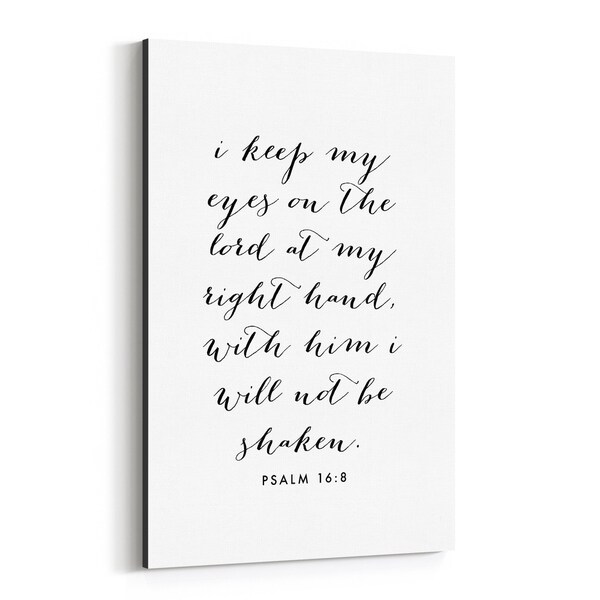 Noir Gallery Psalm 16:8 Bible Typography Canvas Wall Art Print