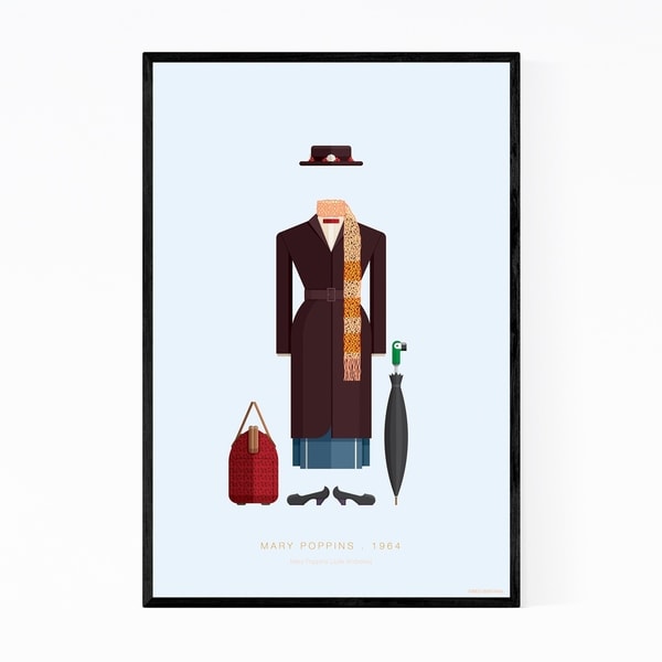 Noir Gallery Mary Poppins Movie TV Illustration Framed Art Print