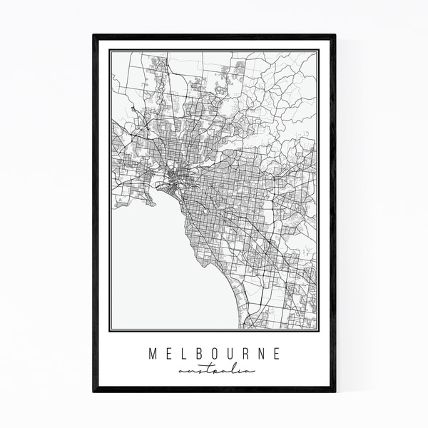 Noir Gallery Melbourne Australia City Map Framed Art Print