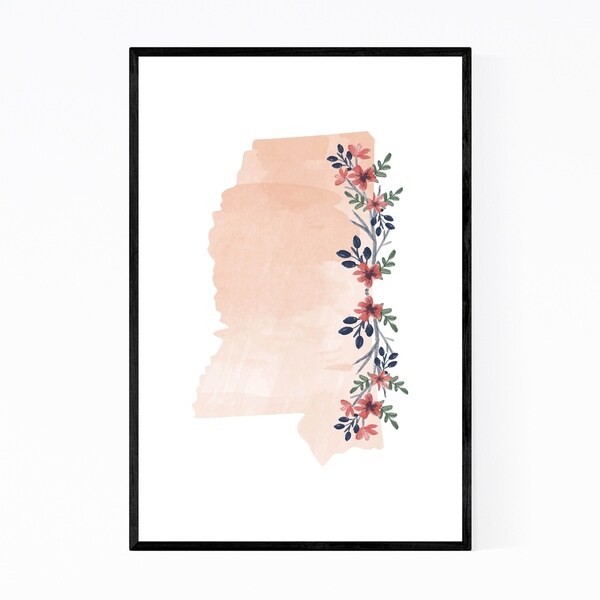 Noir Gallery Mississippi State Map Framed Art Print