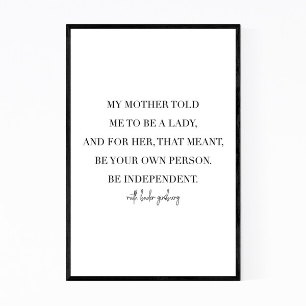 Noir Gallery Ruth Bader Ginsburg Quote Typography Framed Art Print
