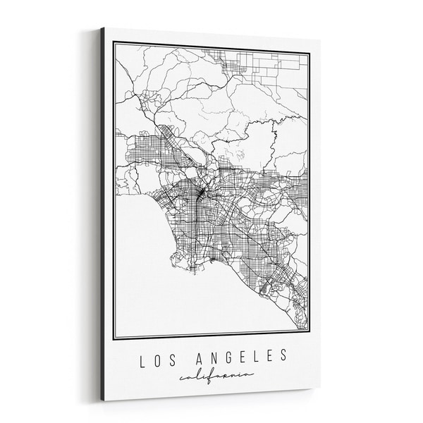 Noir Gallery Los Angeles California City Map Canvas Wall Art Print