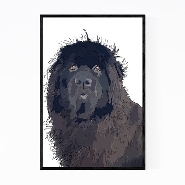 Noir Gallery Cute Dog Animal Illustration Framed Art Print