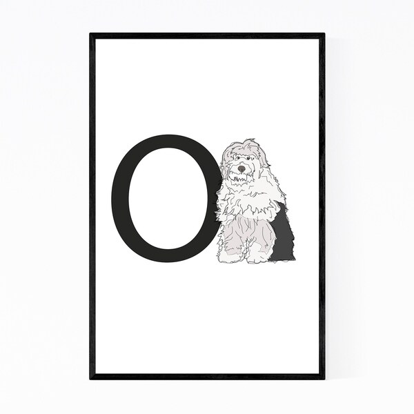 Noir Gallery Dog Sheepdog Illustration Framed Art Print