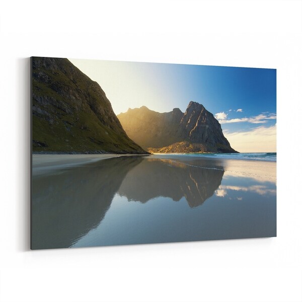 Noir Gallery Norway Mountains Beach Nature Photo Canvas Wall Art Print