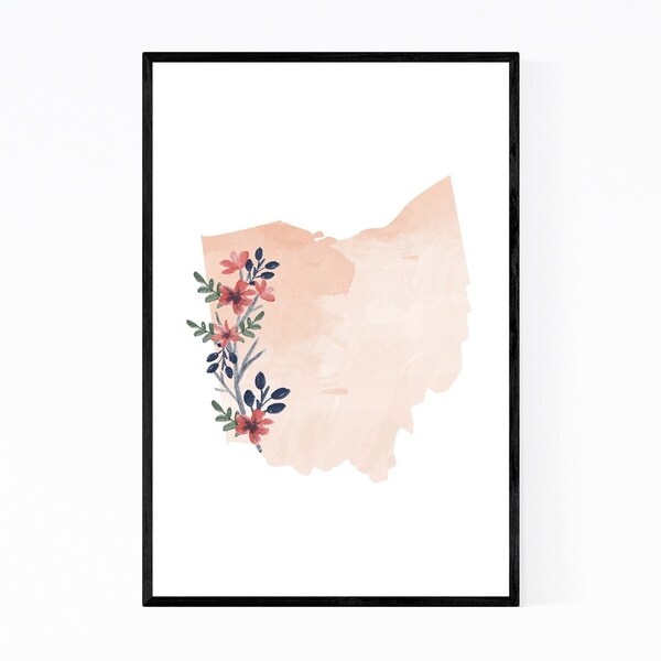 Noir Gallery Ohio Floral State Map Framed Art Print