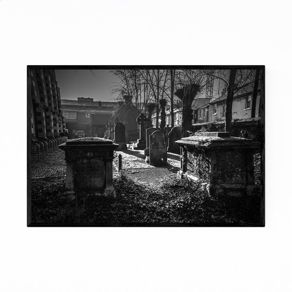Noir Gallery Cambridge UK Cemetery Urban Photo Framed Art Print