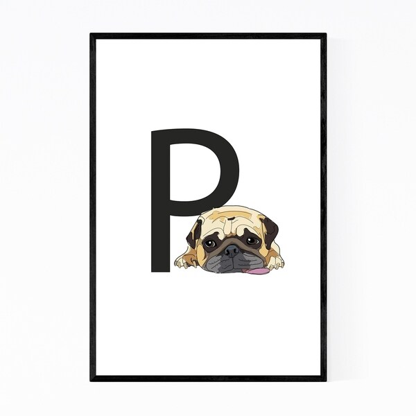 Noir Gallery Dog Pug Illustration Framed Art Print