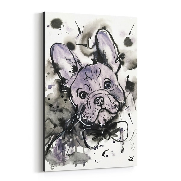 Noir Gallery Animal Bulldog Dog Puppy Painting Canvas Wall Art Print