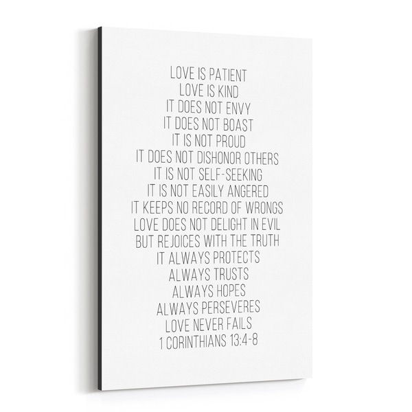 Noir Gallery 1 Corinthians 13 Bible Typography Canvas Wall Art Print