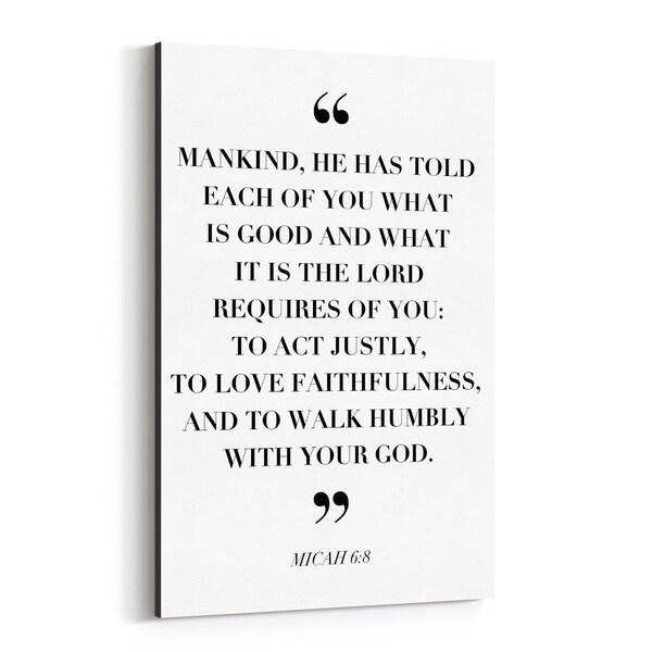 Noir Gallery Micah 6:8 Bible Typography Canvas Wall Art Print