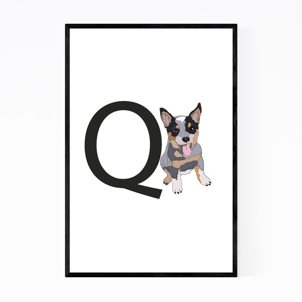 Noir Gallery Dog Queensland Heeler Illustration Framed Art Print