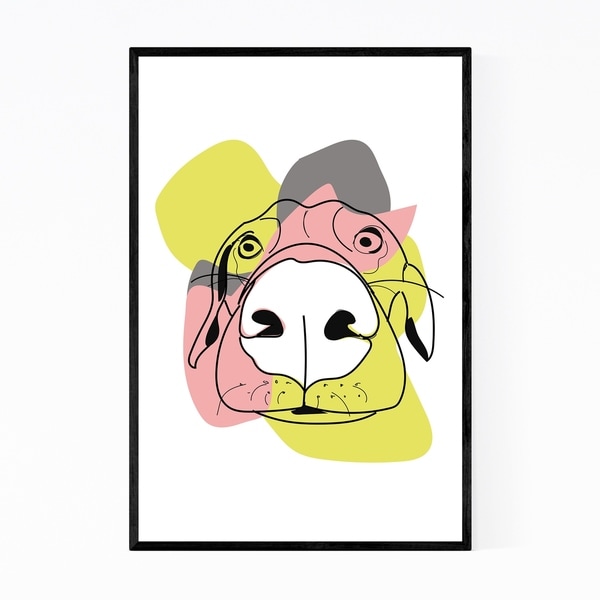 Noir Gallery Cute Dog Animal Illustration Framed Art Print