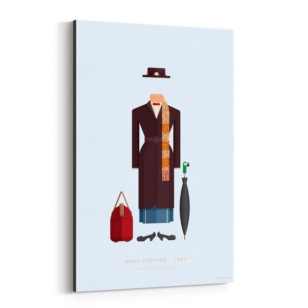 Noir Gallery Mary Poppins Movie TV Illustration Canvas Wall Art Print
