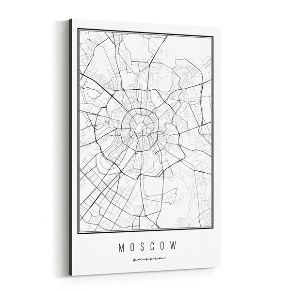 Noir Gallery Moscow Russia City Map Canvas Wall Art Print