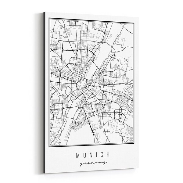 Noir Gallery Munich Germany City Map Canvas Wall Art Print
