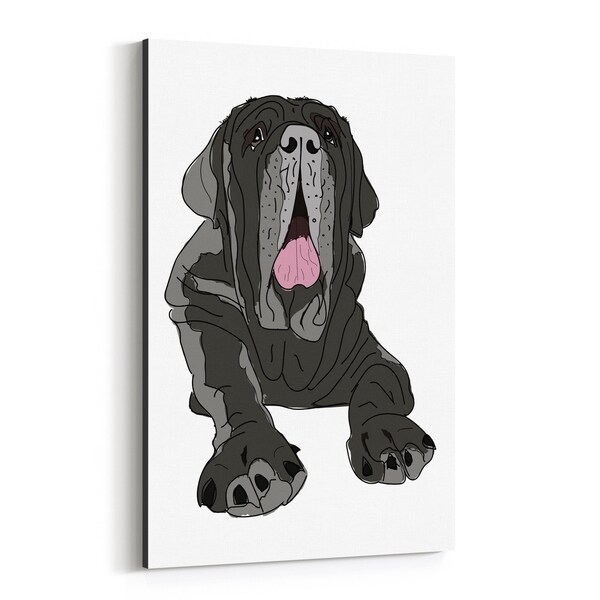 Noir Gallery Dog Neapolitan Mastiff Illustration Canvas Wall Art Print