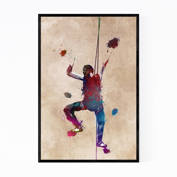 Noir Gallery Rock Climbing Sports Illustration Framed Art Print