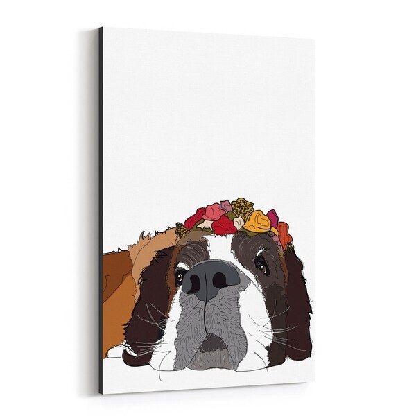 Noir Gallery Cute Dog Animal Illustration Canvas Wall Art Print