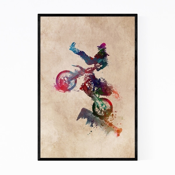 Noir Gallery Dirtbike Sports Illustration Framed Art Print