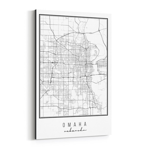Noir Gallery Omaha Nebraska City Map Canvas Wall Art Print