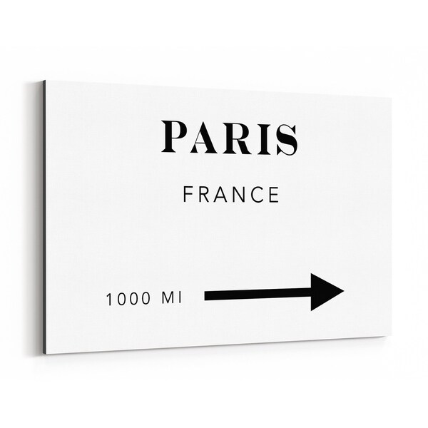Noir Gallery Paris France City Typography Canvas Wall Art Print