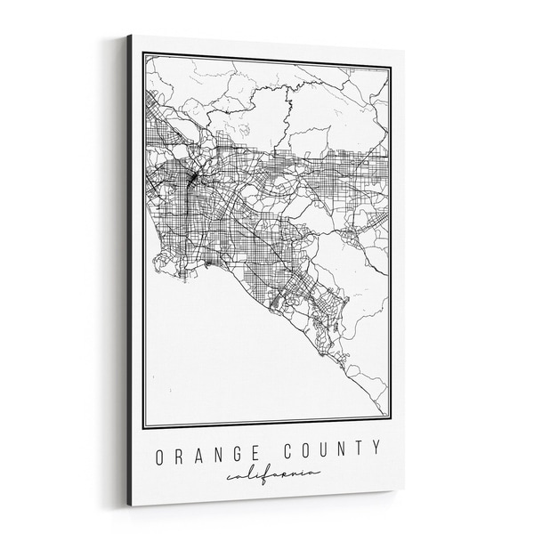 Noir Gallery Orange County California City Map Canvas Wall Art Print