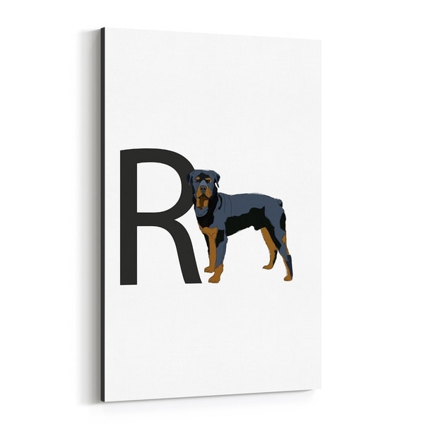 Noir Gallery Dog Rottweiler Illustration Canvas Wall Art Print
