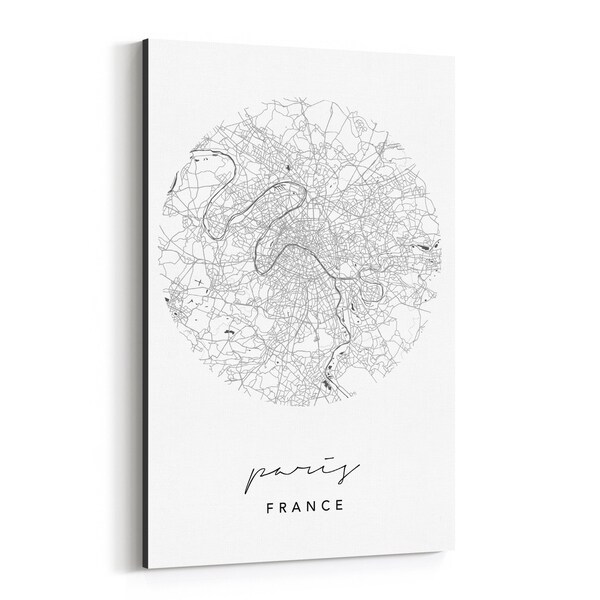 Noir Gallery Paris France City Map Canvas Wall Art Print