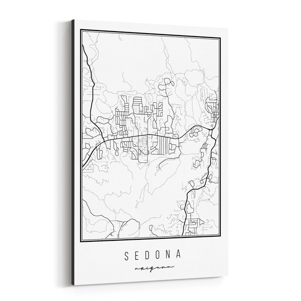 Noir Gallery Sedona Arizona City Map Canvas Wall Art Print