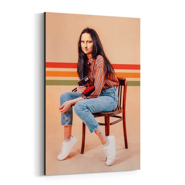 Noir Gallery FunnyMona Lisa Retro Illustration Canvas Wall Art Print