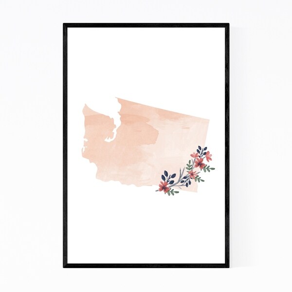 Noir Gallery Washington State Map Framed Art Print