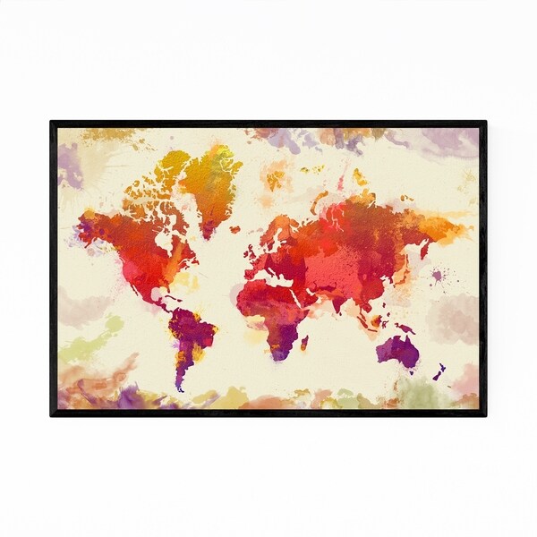 Noir Gallery World Map Illustration Framed Art Print