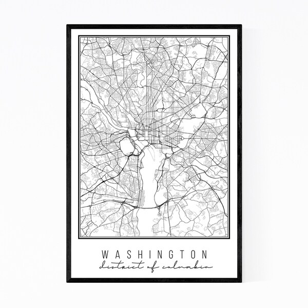 Noir Gallery Washington DC State Map Framed Art Print
